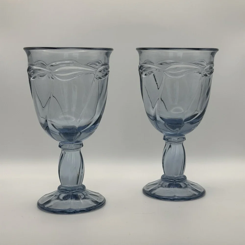 Vintage Noritake Gourmet Blue Water Goblets Iced Tea Glasses Set‎ of 2